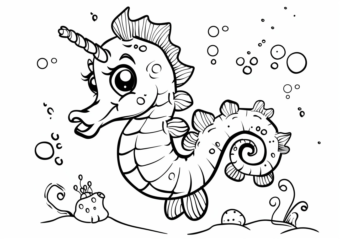 Seahorse Coloring Pages, Smiling Seahorse