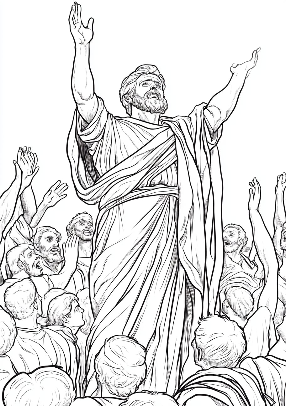 Judge Gideon Coloring Pages, Gideon and the Israelites praising God