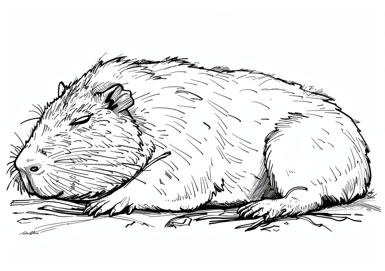 Capybara Coloring Pages, Sad Capybara