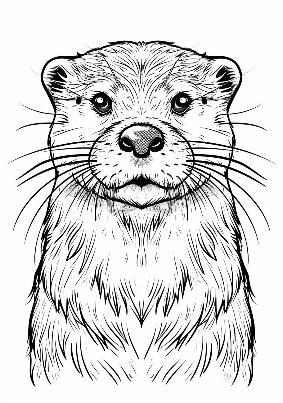 Otter Coloring Pages, Face of Otter