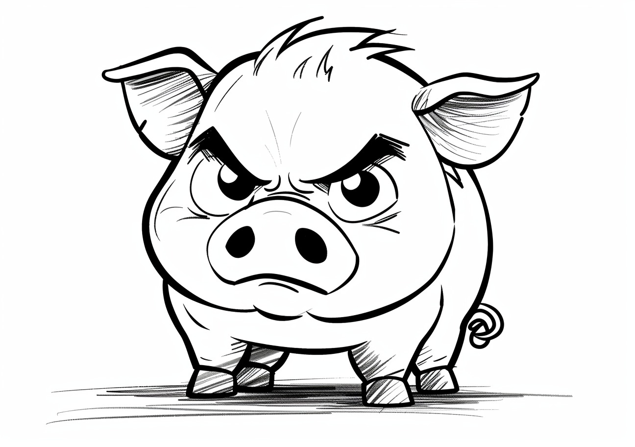 Piggy Coloring Pages, Angry Piggy