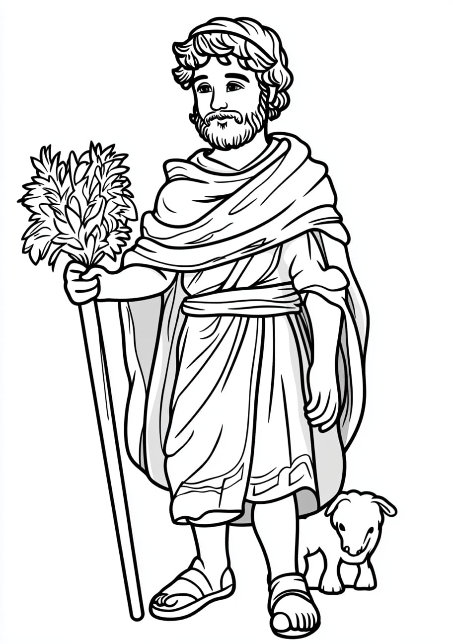 King David Coloring Pages, King David as a shepherd boy