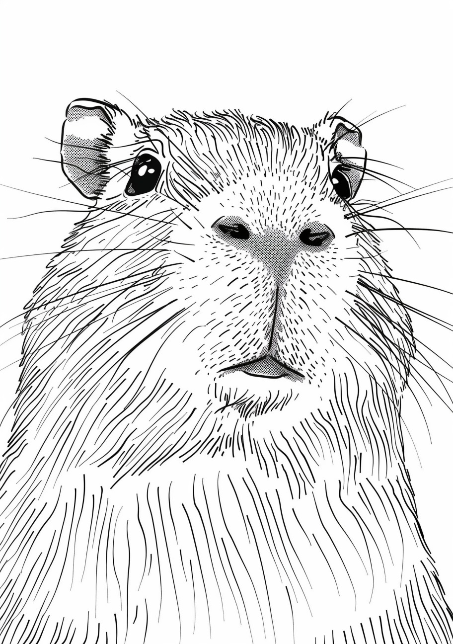 Capybara Coloring Pages, Capybara face