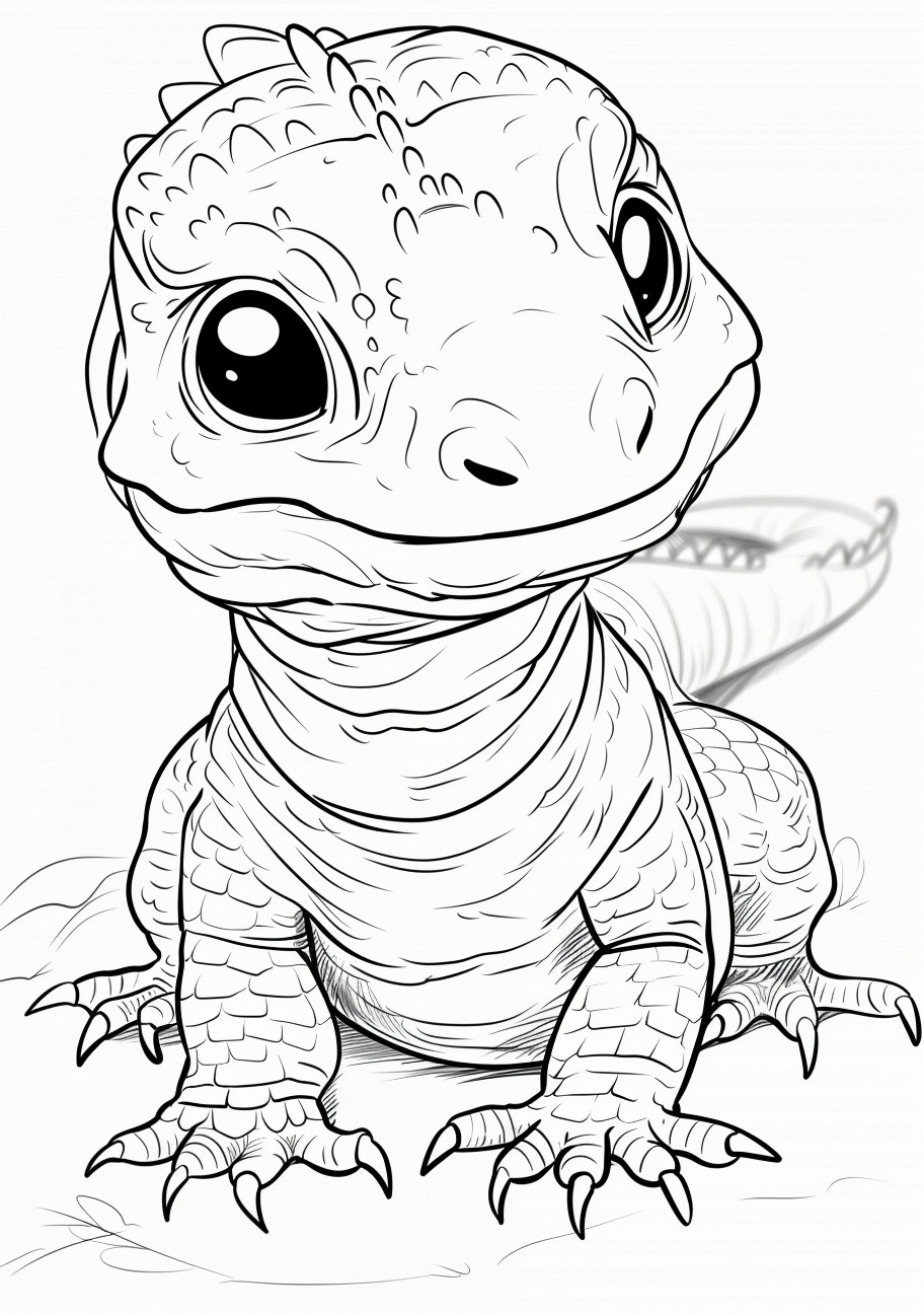 Komodo Dragon Coloring Pages, Kawaii Komodo Dragon