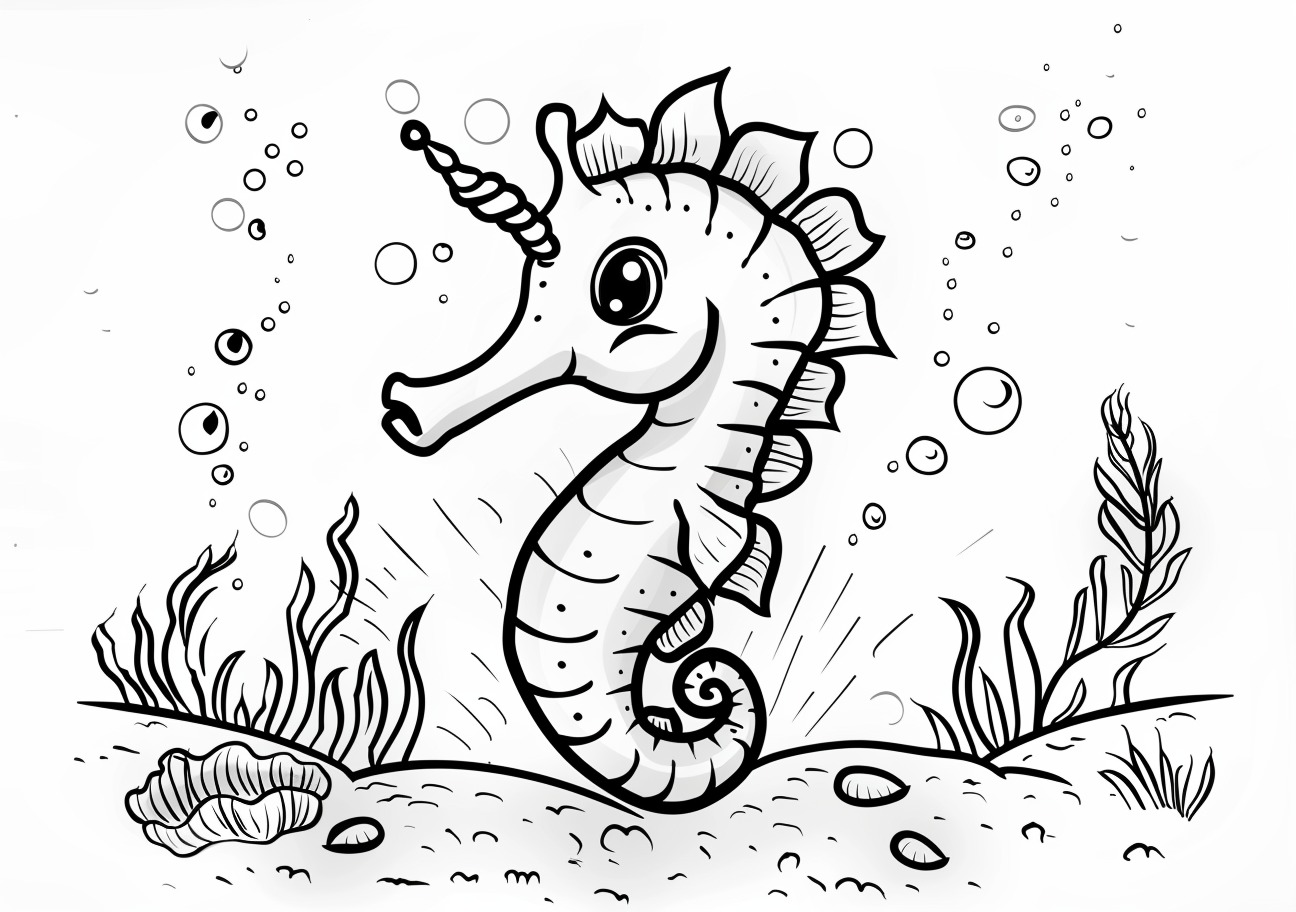 Seahorse Coloring Pages, Cartoon Seahorse