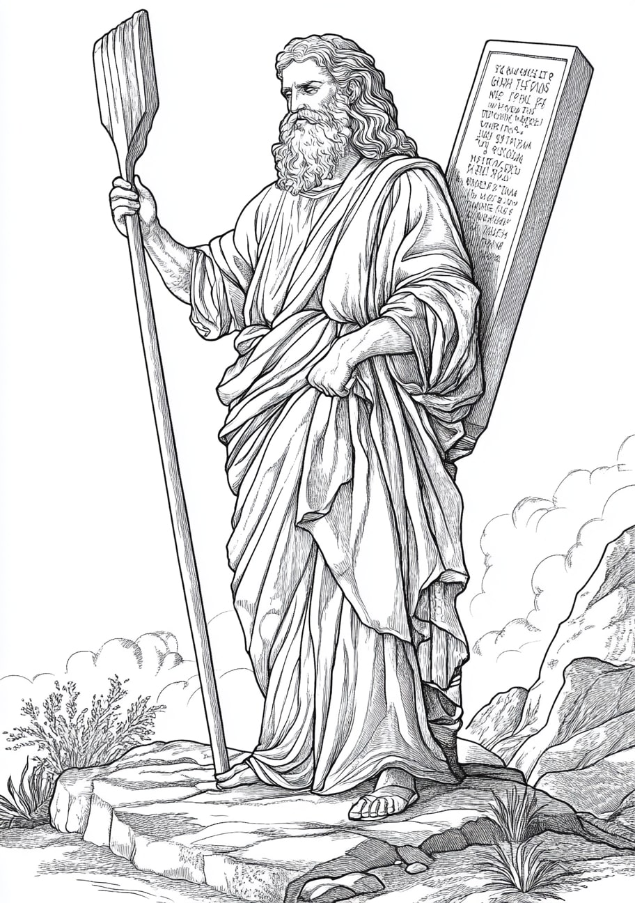 Exodus Coloring Pages, Exodus with the giving of the Ten Commandments