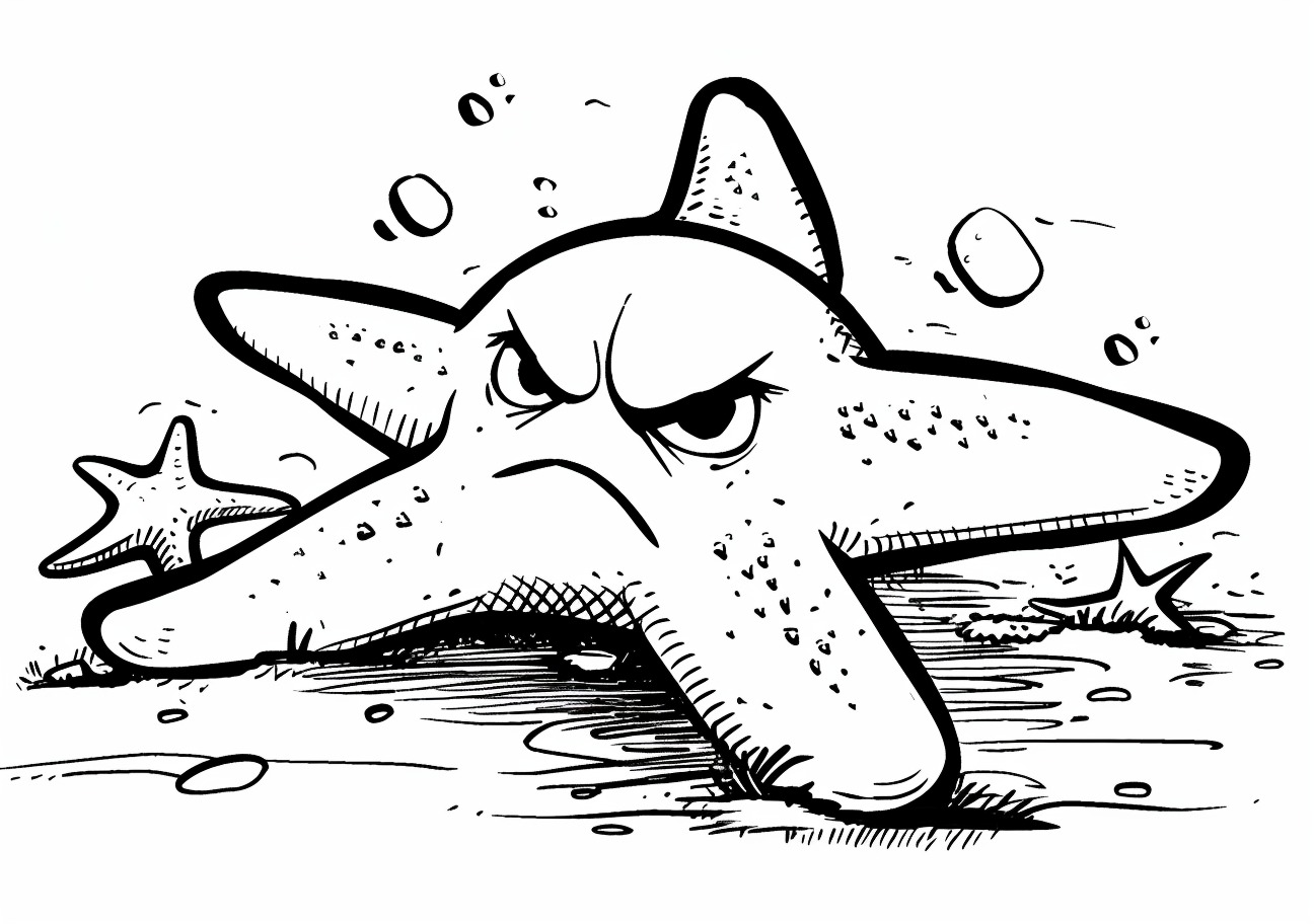 Starfish Coloring Pages, Angry Starfish