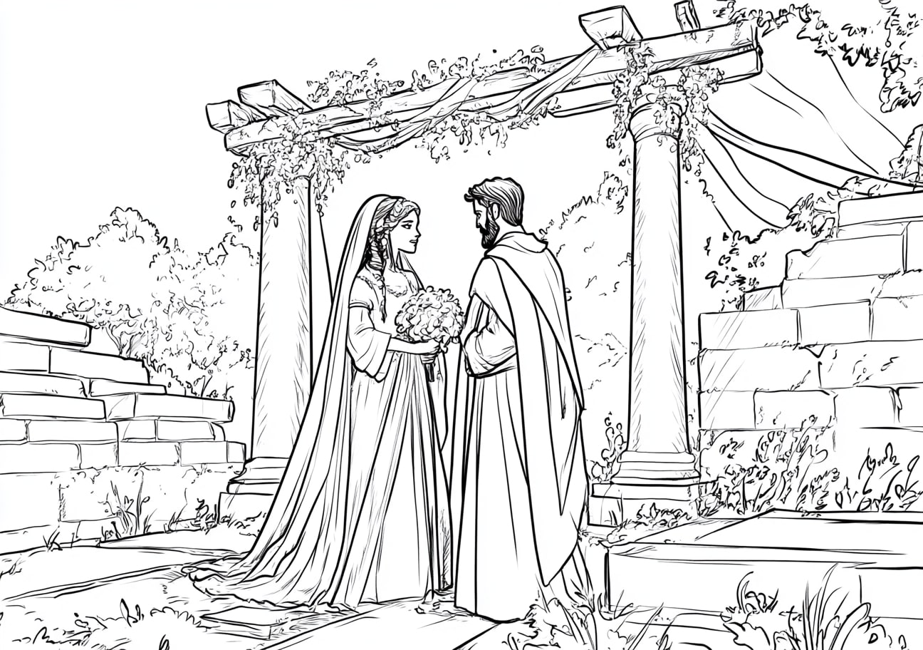 Isaac and Rebekah Coloring Pages, Isaac and Rebekahs wedding ceremony