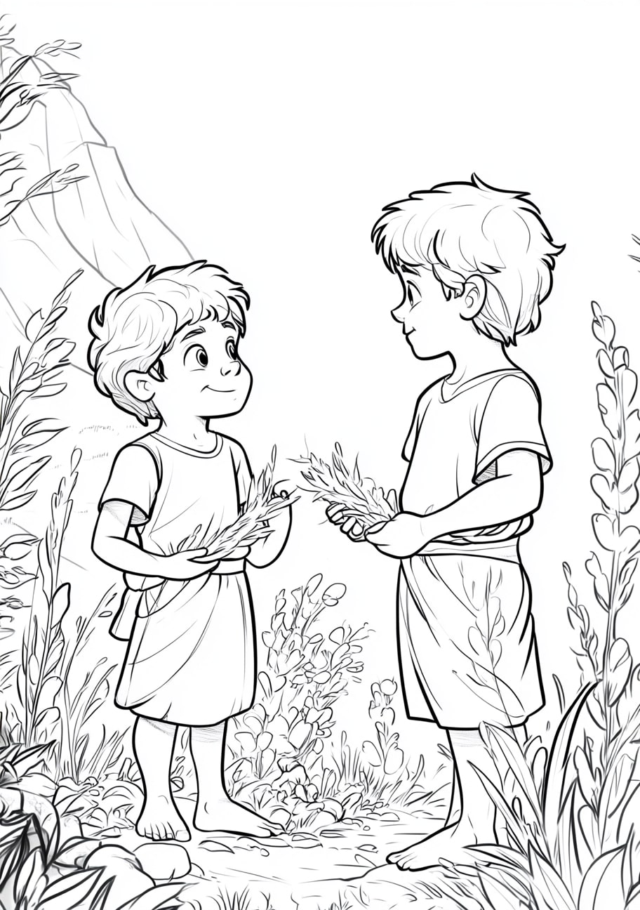 Cain and Abel Coloring Pages, Cain and Abel in the field