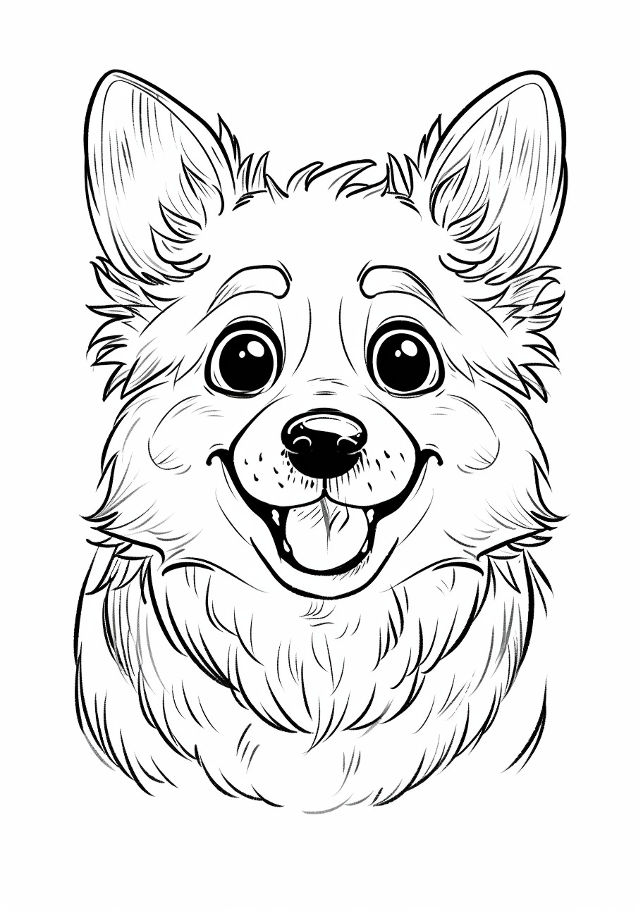 Corgi Coloring Pages, Face Corgi