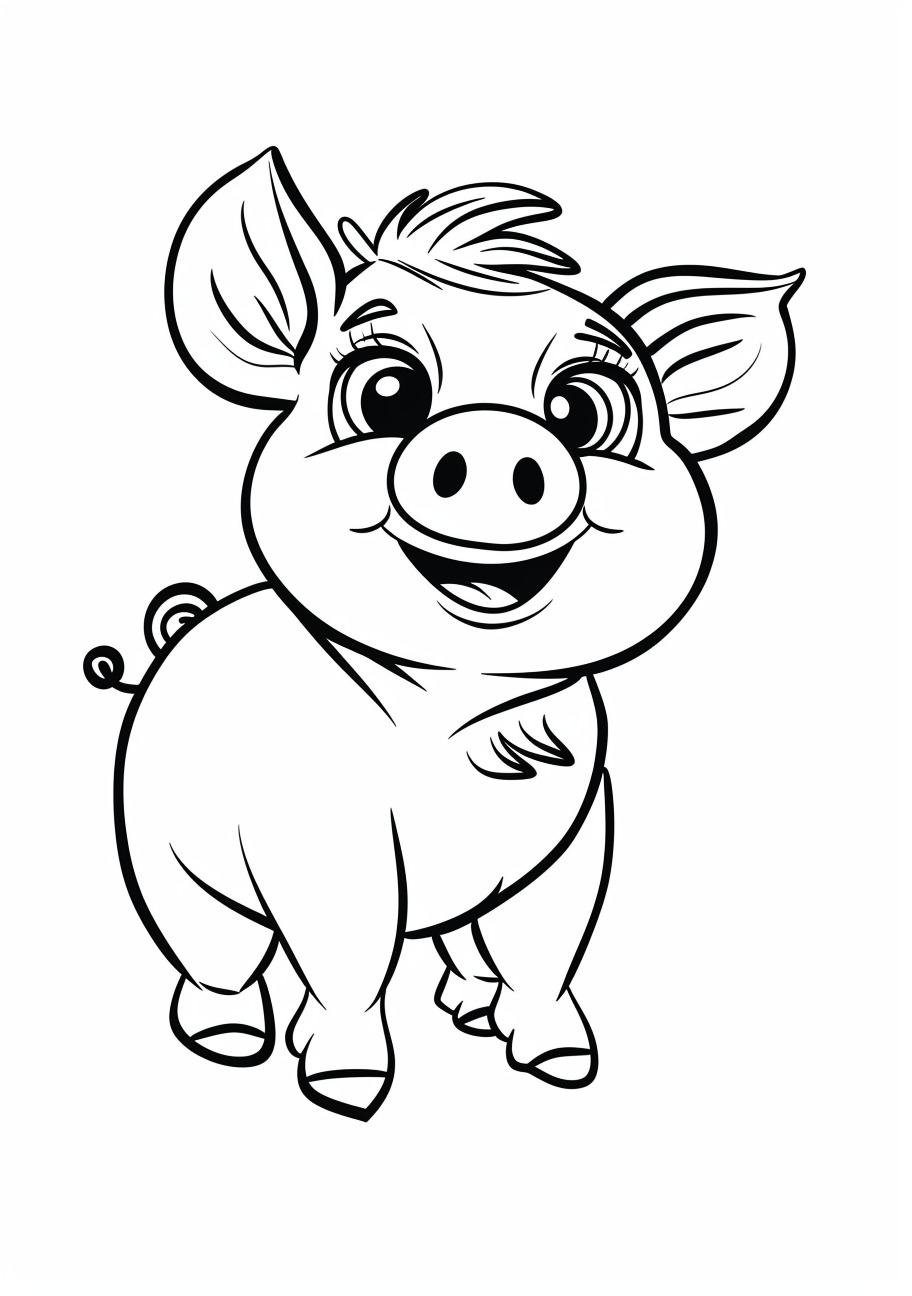 Piggy Coloring Pages, Cute cartoon Piggy