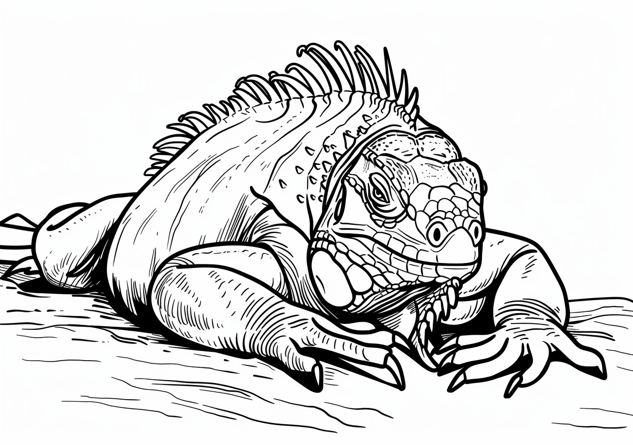 Iguana Coloring Pages, Sad Iguana