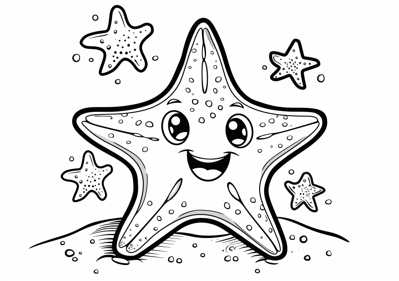 Starfish Coloring Pages, Smiling Starfish