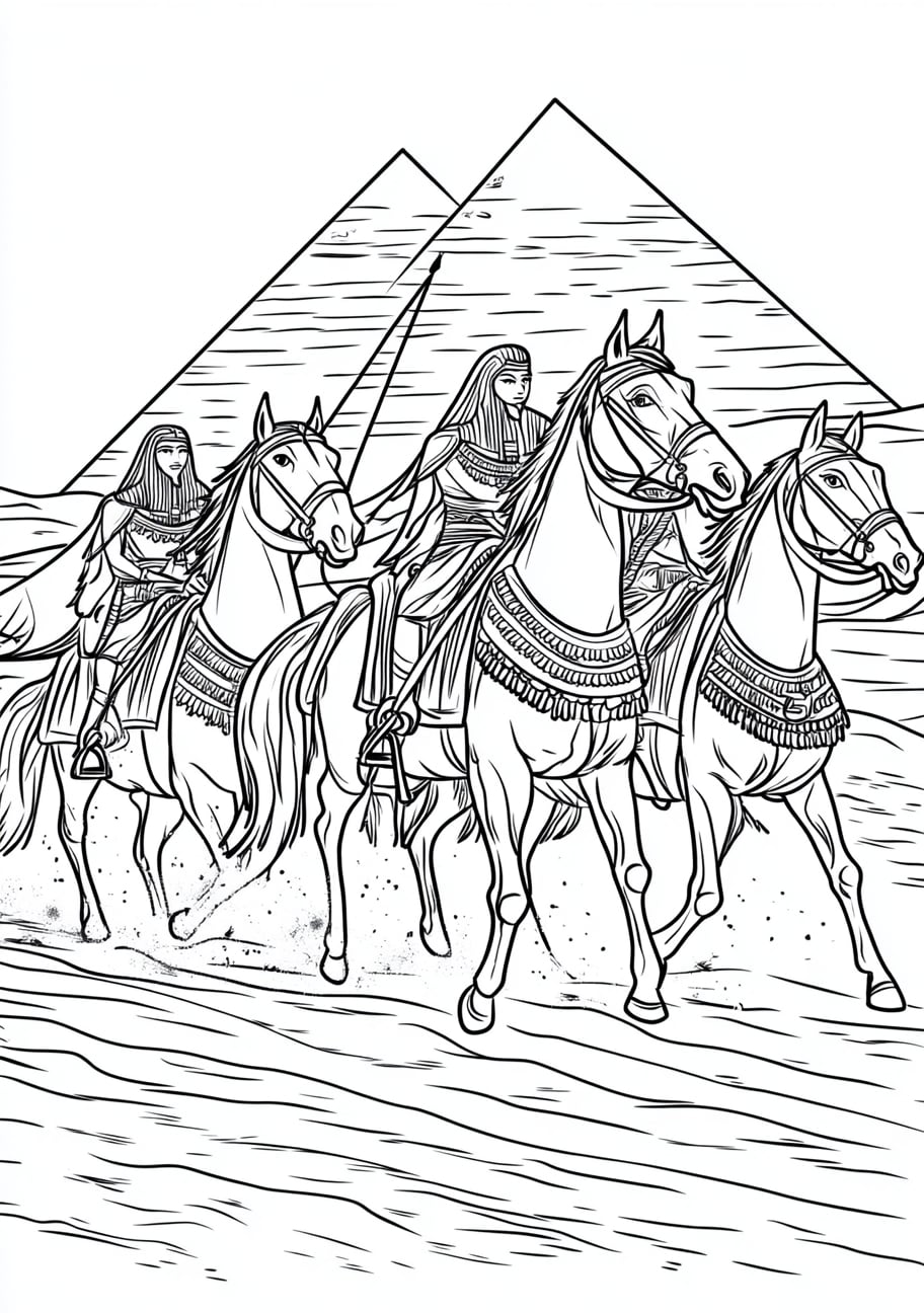 Israelites in Egypt Coloring Pages, The Egyptians chariots in pursuit