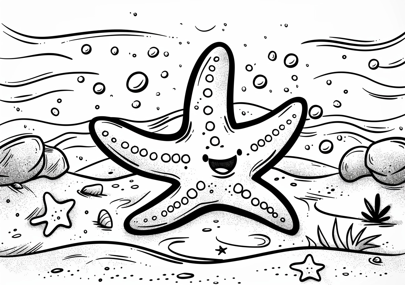 Starfish Coloring Pages, Cartoon child Starfish