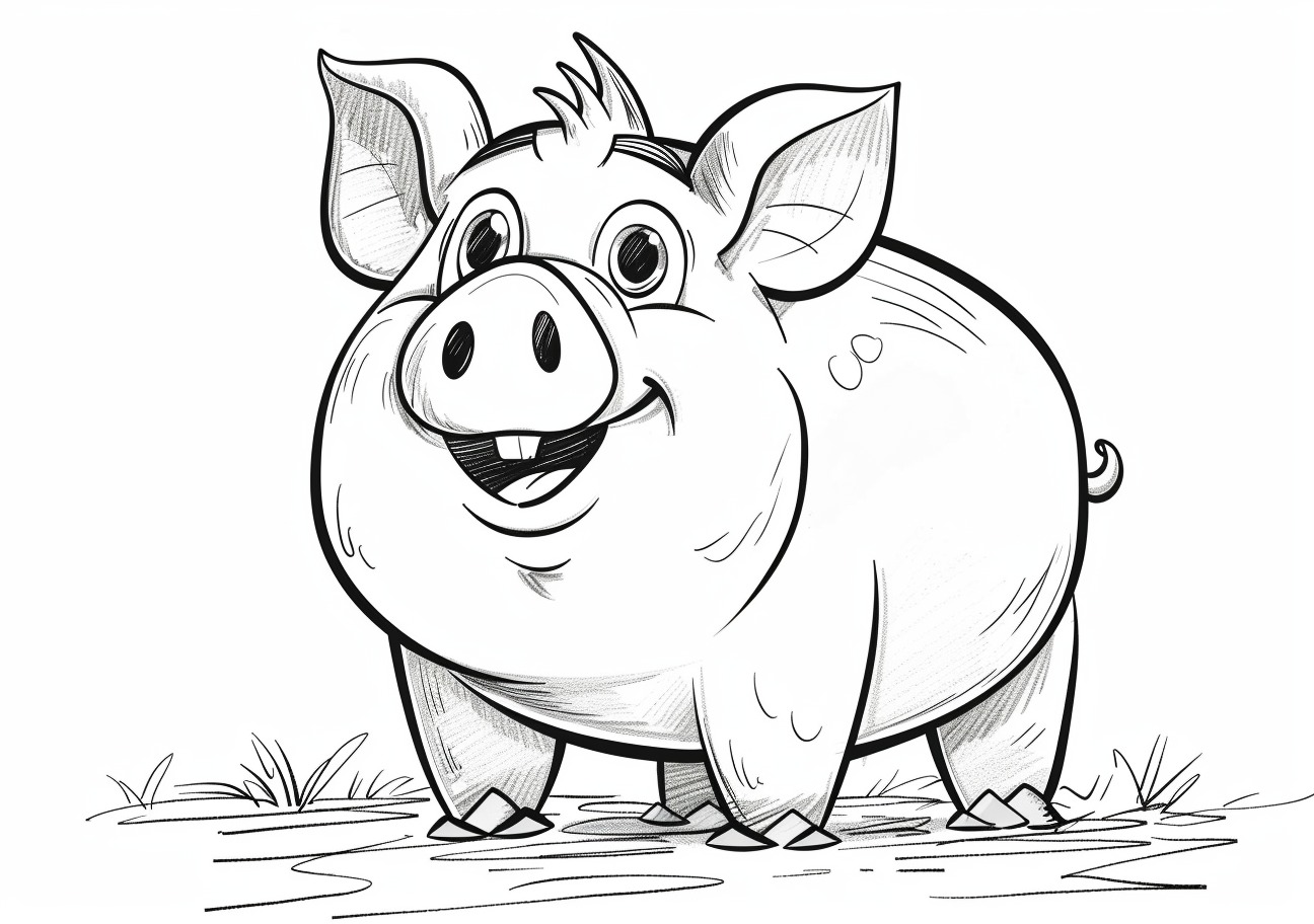 Piggy Coloring Pages, Happy Piggy