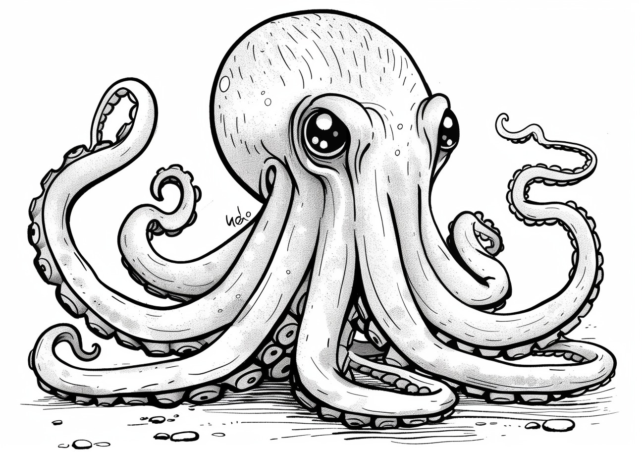 Squid Coloring Pages, Cartoon Squid