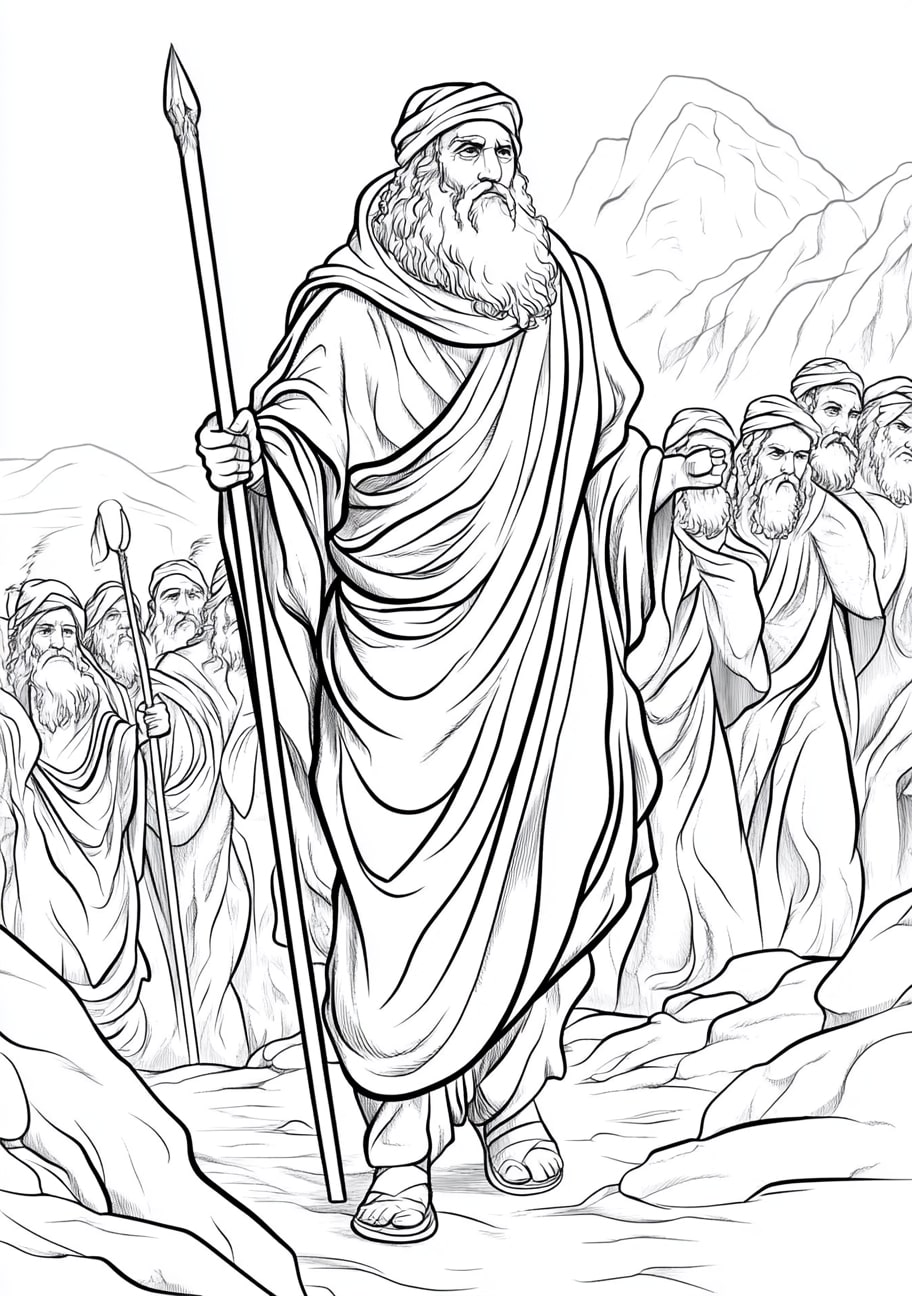 Moses Coloring Pages, Moses leading the Israelites through the desert