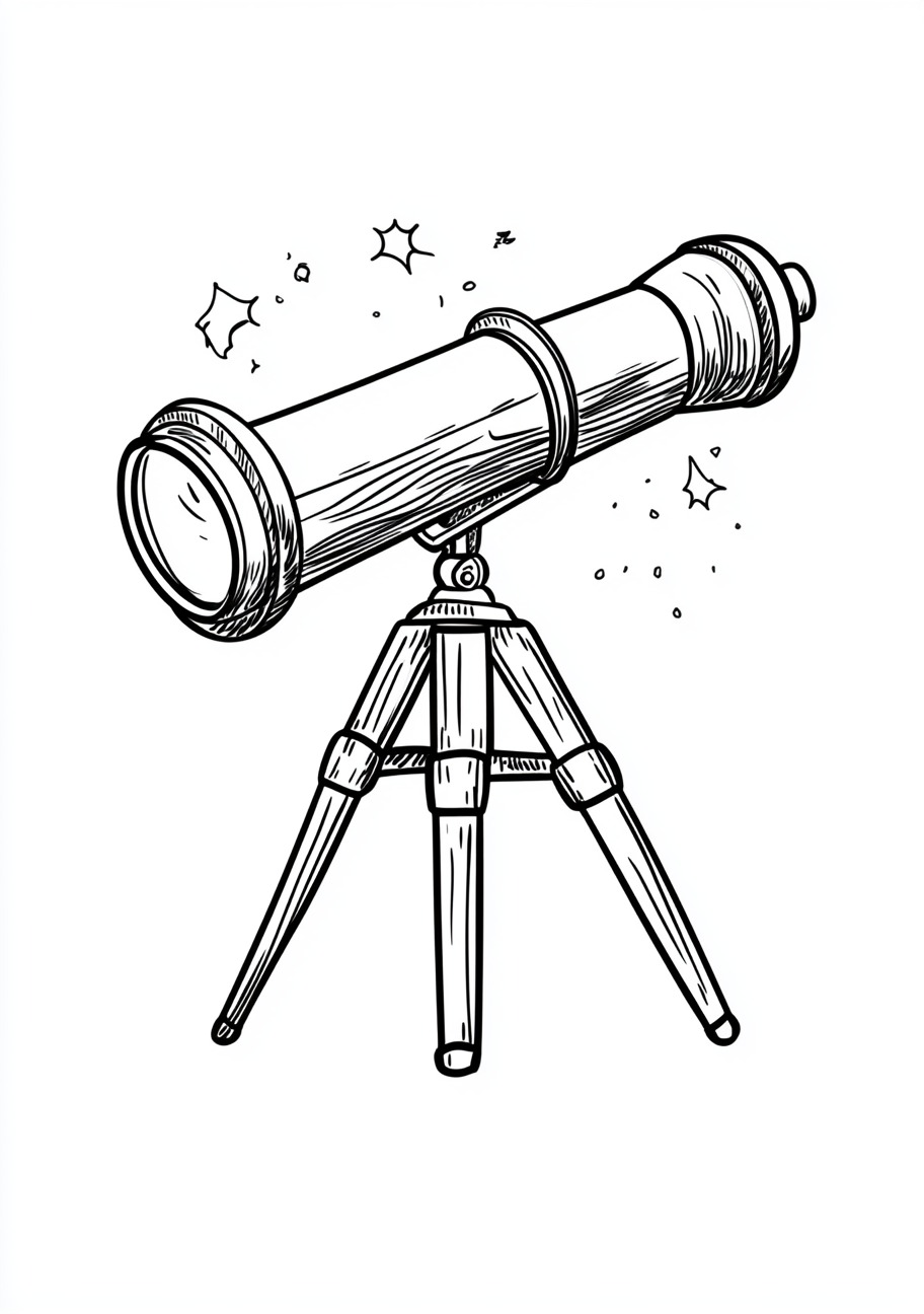 Telescope Coloring Pages, Telescope joyful