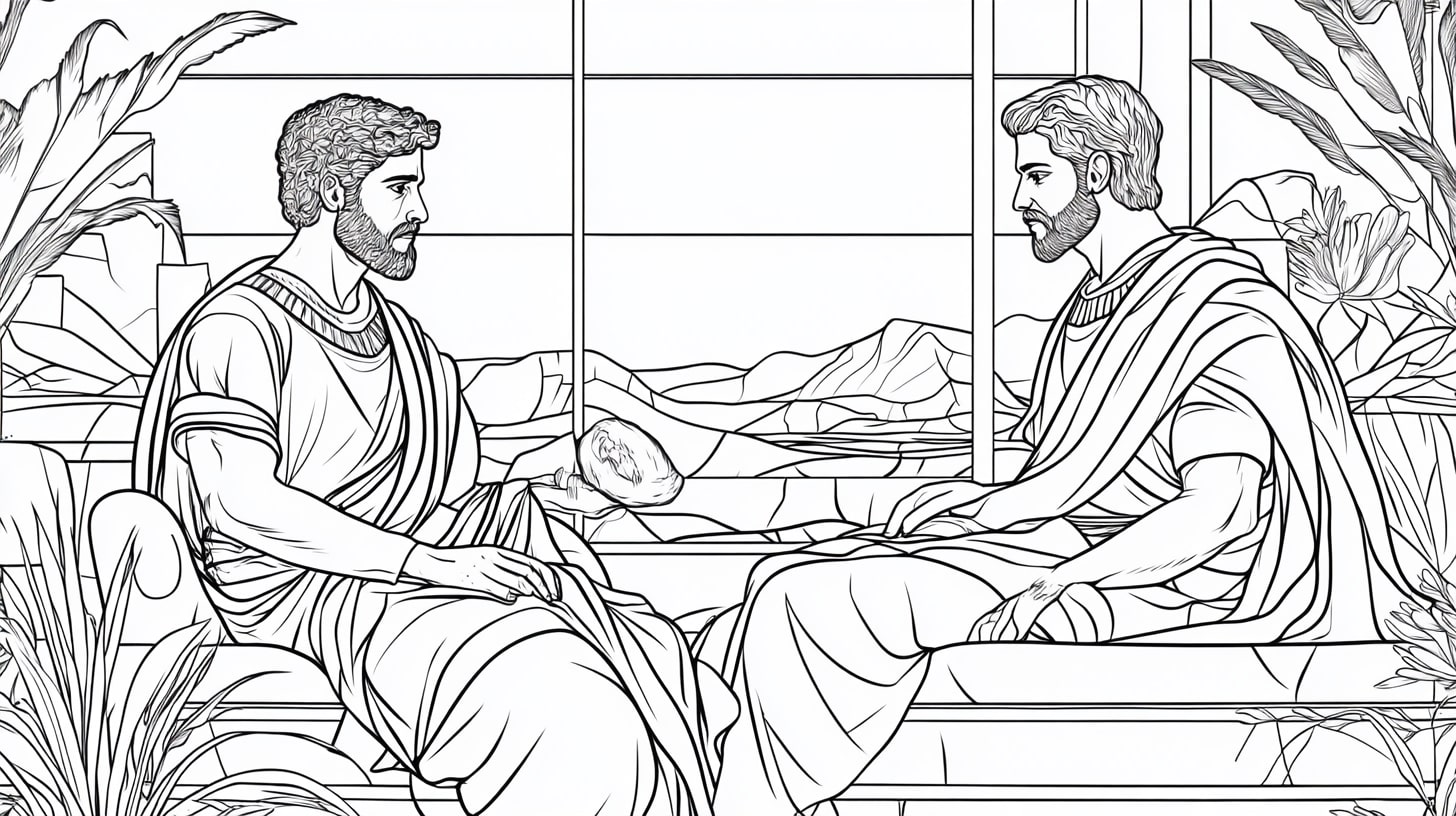 Joseph Coloring Pages, Joseph interpreting Pharaohs dreams