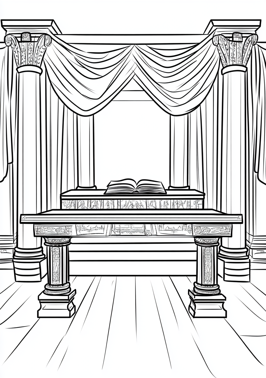 The Ten Commandments Coloring Pages, The Ten Commandments displayed in the tabernacle