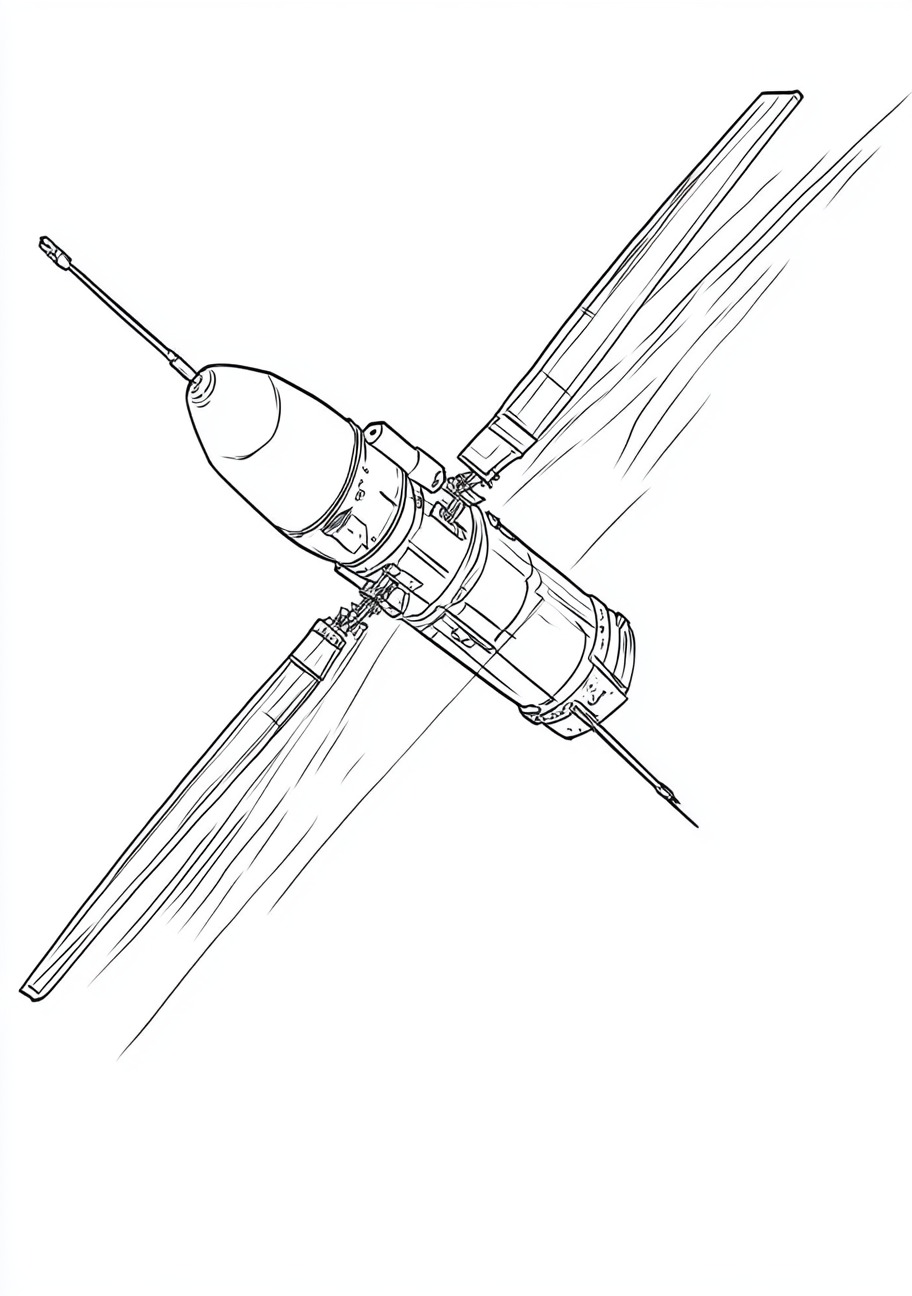 Satellite Coloring Pages, Satellite flying