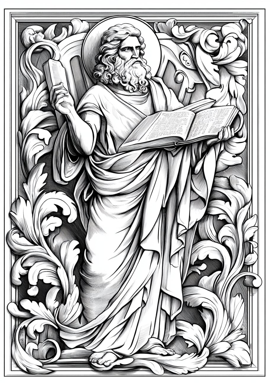 The Ten Commandments Coloring Pages, The Ten Commandment in a decorative frame