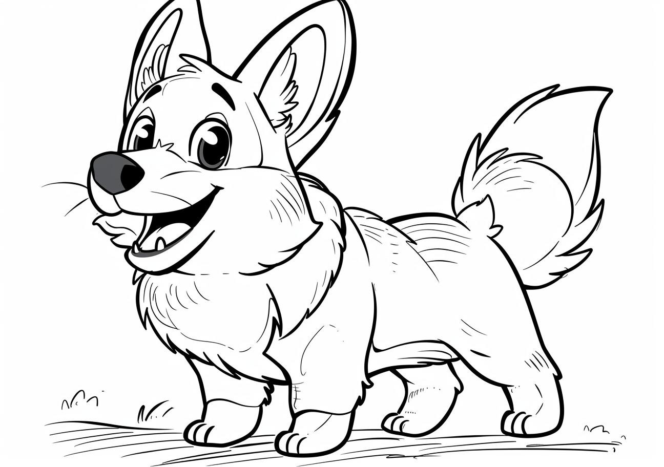 Corgi Coloring Pages, Cartoon child Corgi