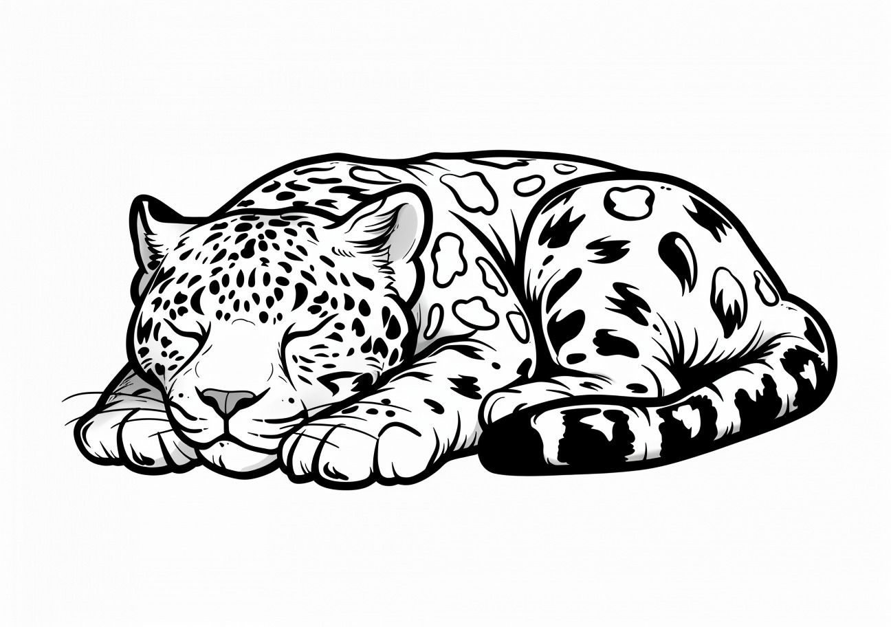 Jaguar Coloring Pages, Sleeping Jaguar