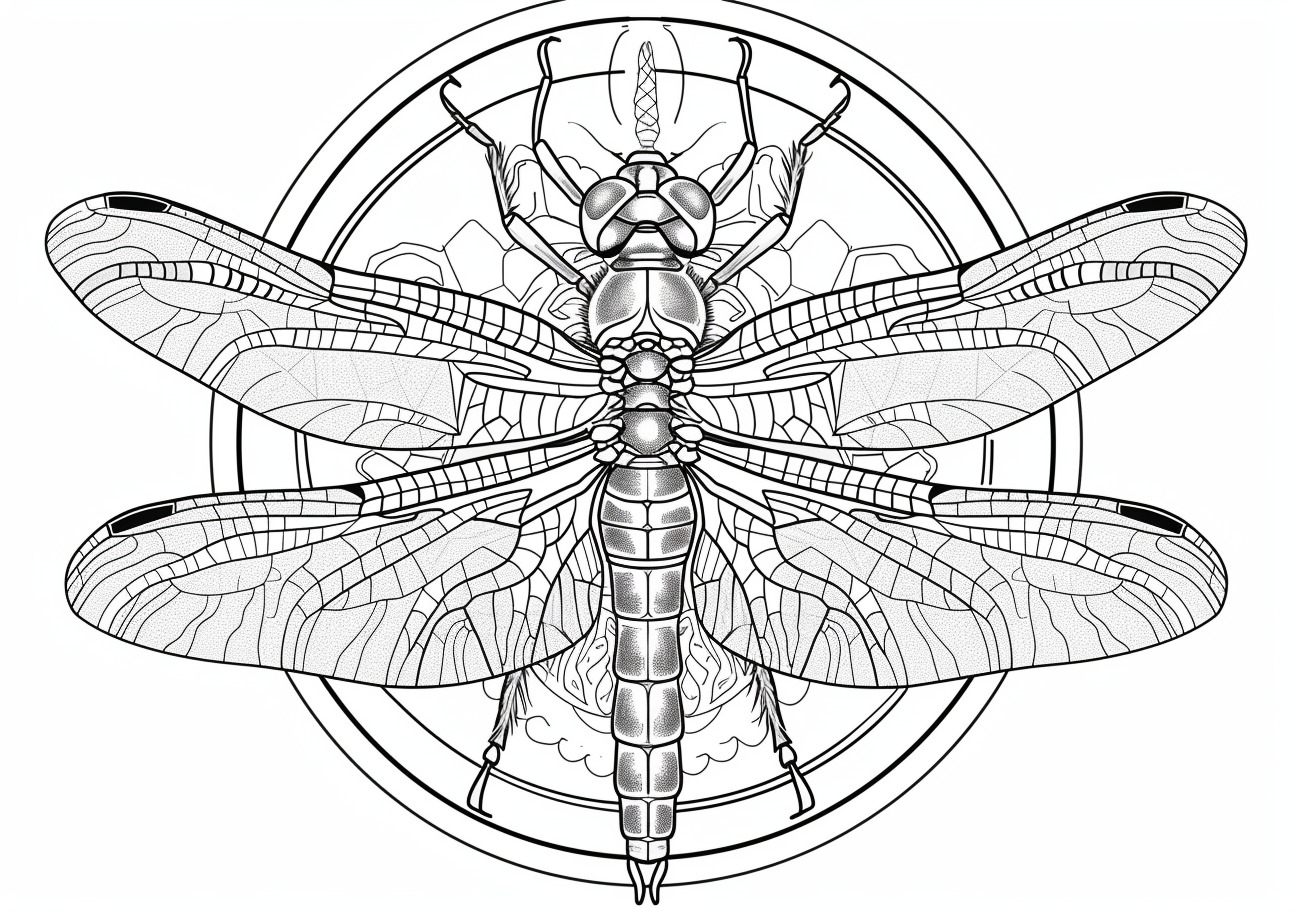 Dragonfly Coloring Pages, Mandala Dragonfly