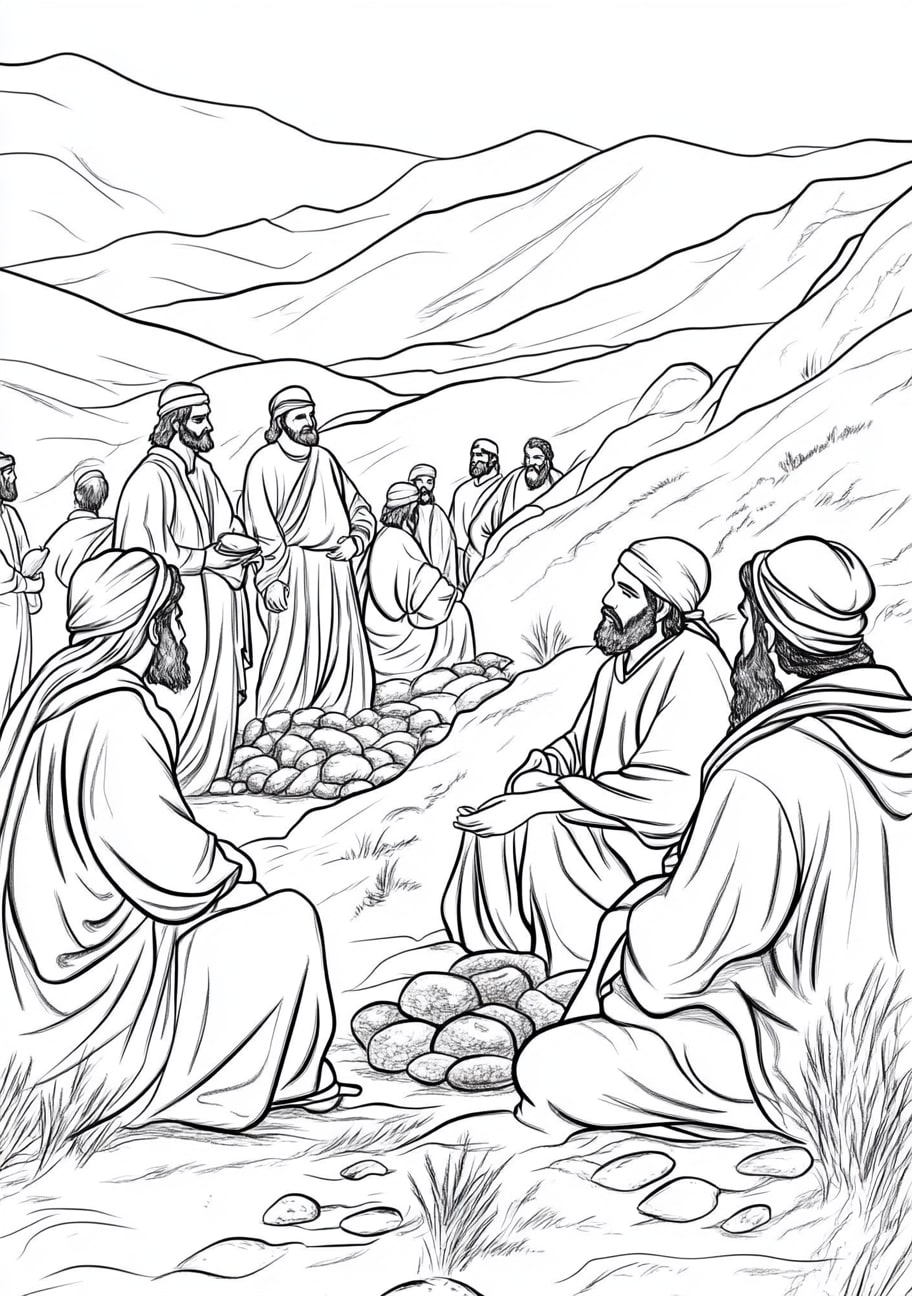 Israelites in Egypt Coloring Pages, Israelites gathering manna in the desert