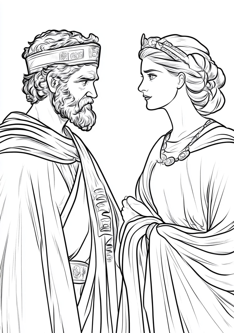 King David Coloring Pages, King David and Bathsheba