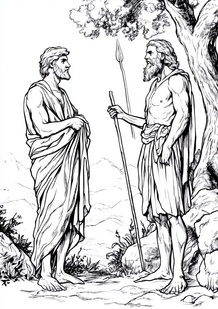 Cain and Abel Coloring Pages, God speaking to Cain after the murder