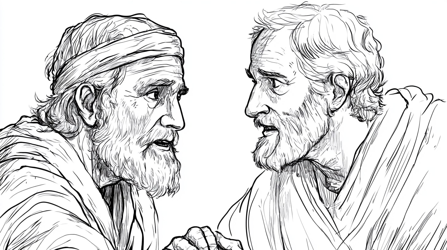 Joseph Coloring Pages, Joseph with his father Jacob