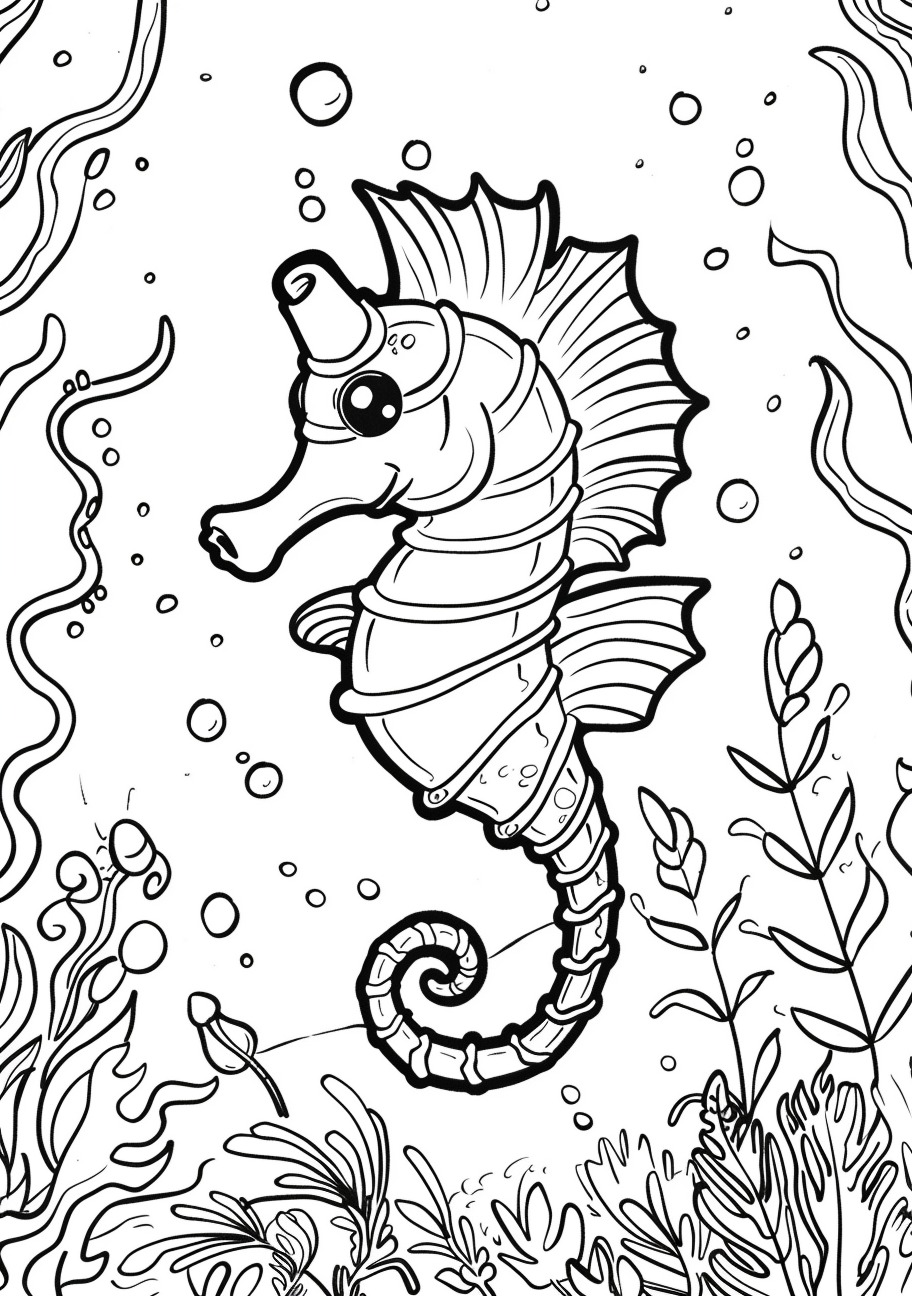 Seahorse Coloring Pages, Swimming Seahorse