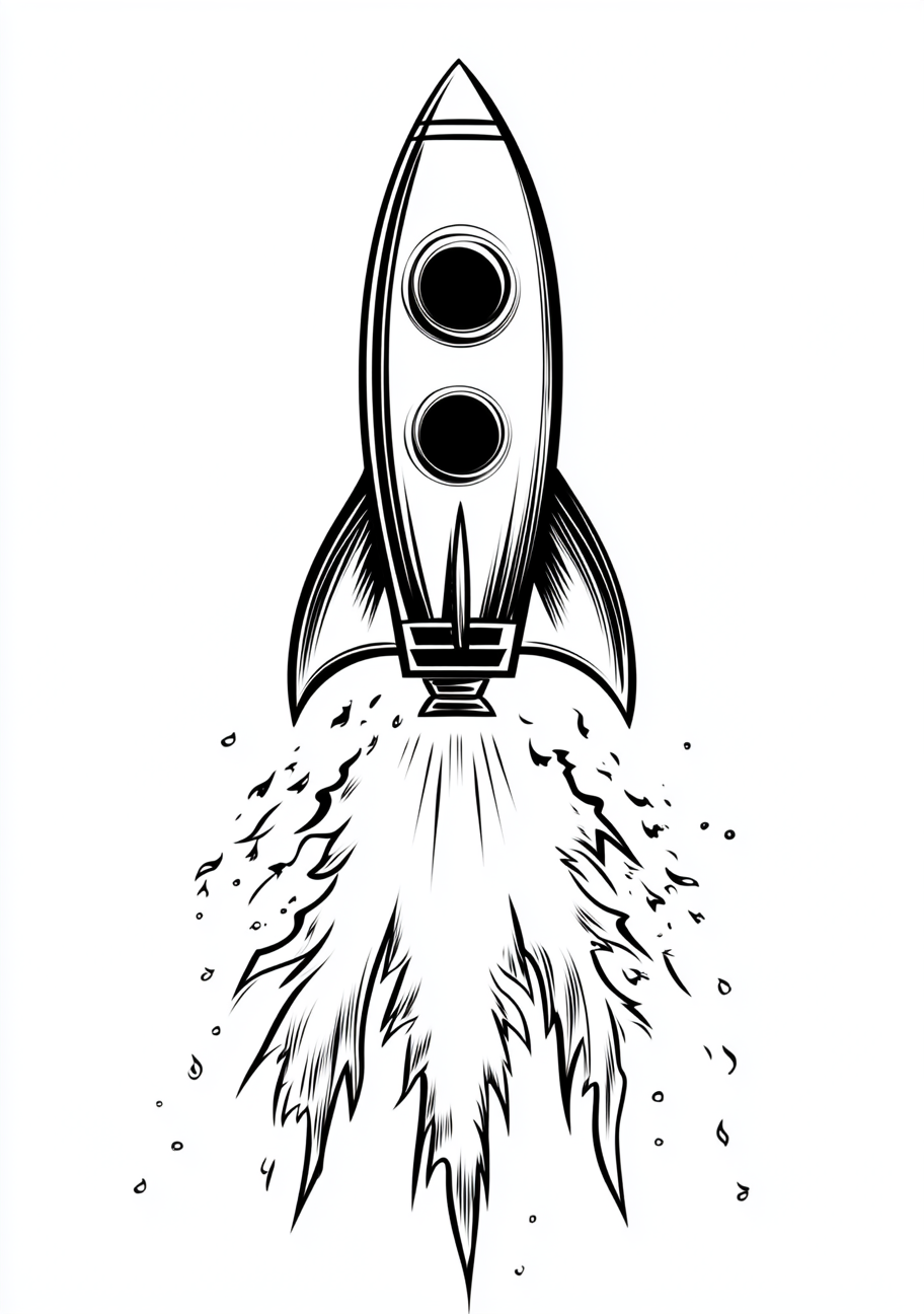 Rockets Coloring Pages, Rockets with fiery trails