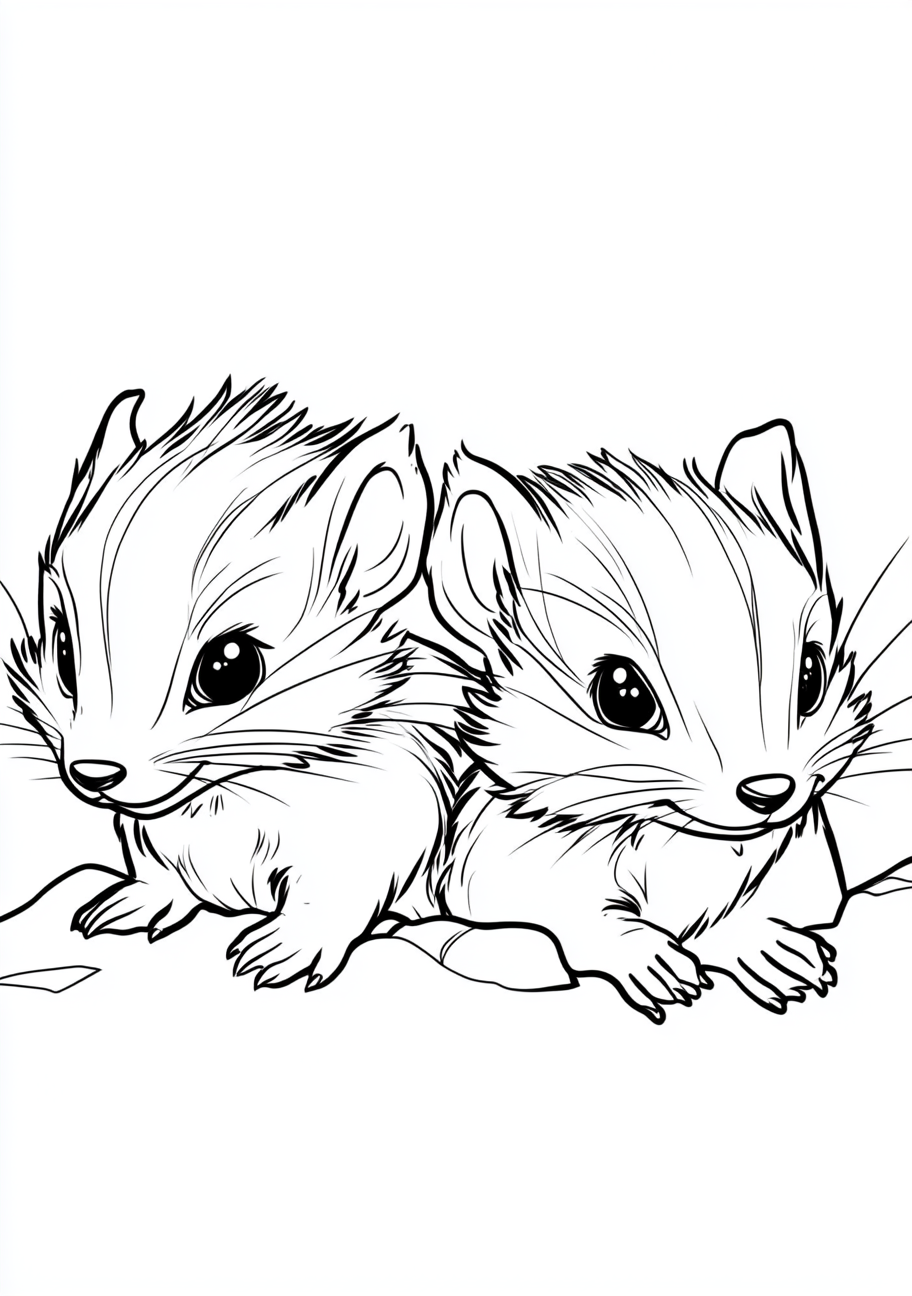 Skunks Coloring Pages, Skunks playful