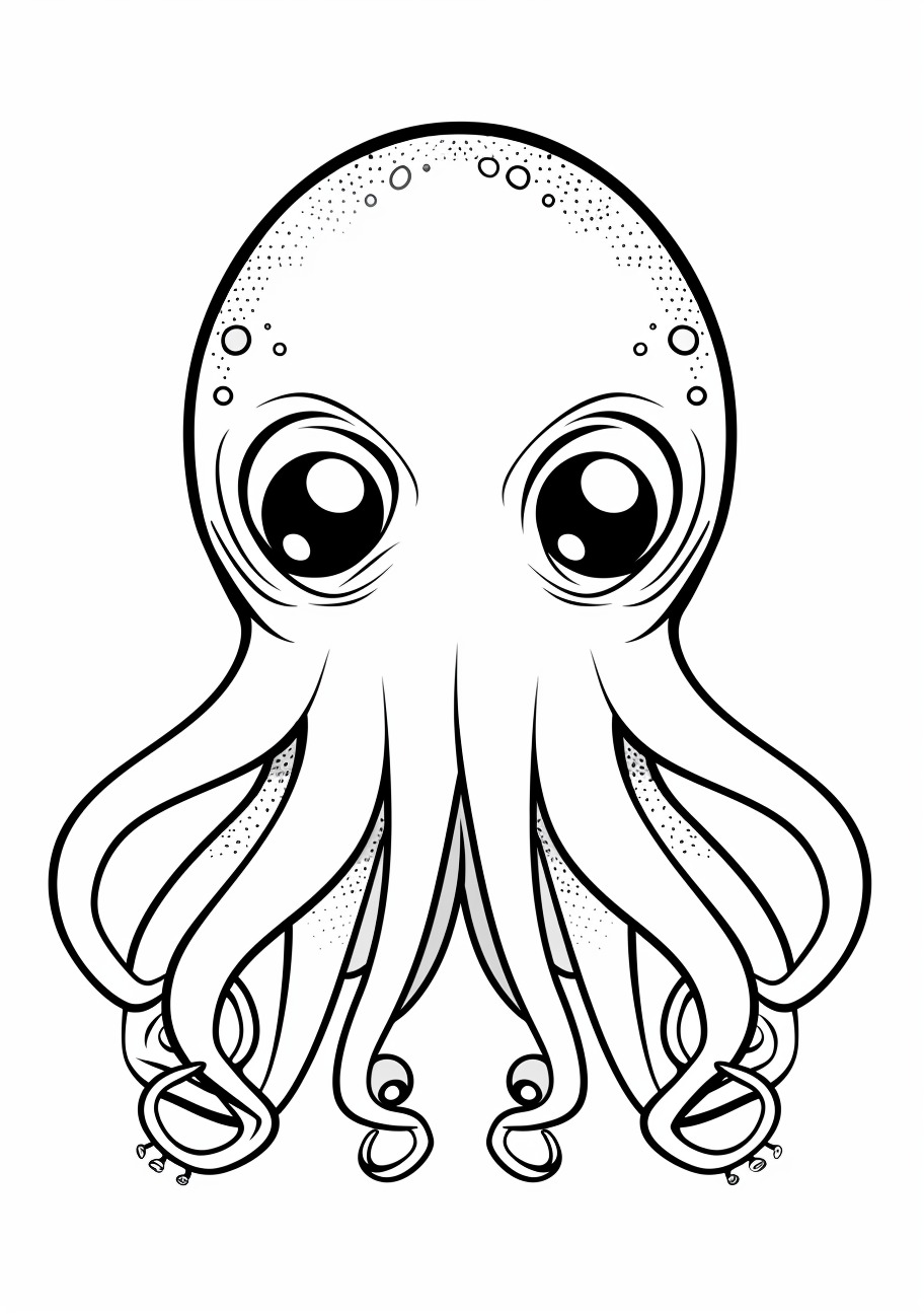 Squid Coloring Pages, Face of realistic Squid