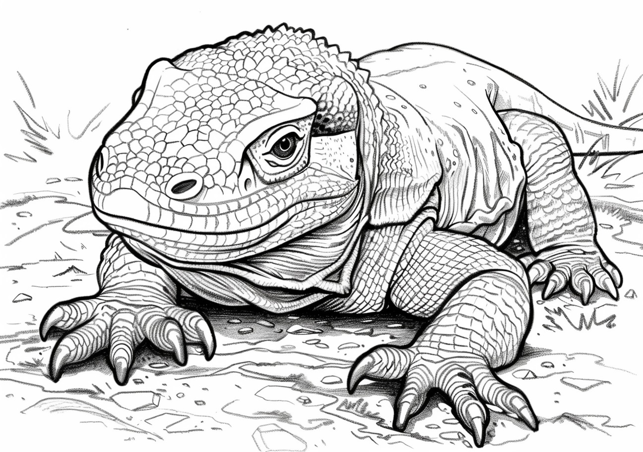 Komodo Dragon Coloring Pages, Smiling Komodo Dragon