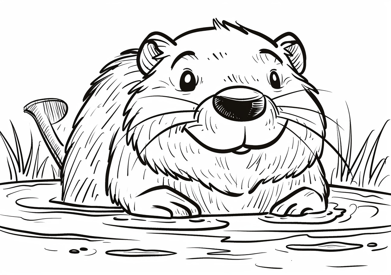 Beaver Coloring Pages, Smiling Beaver