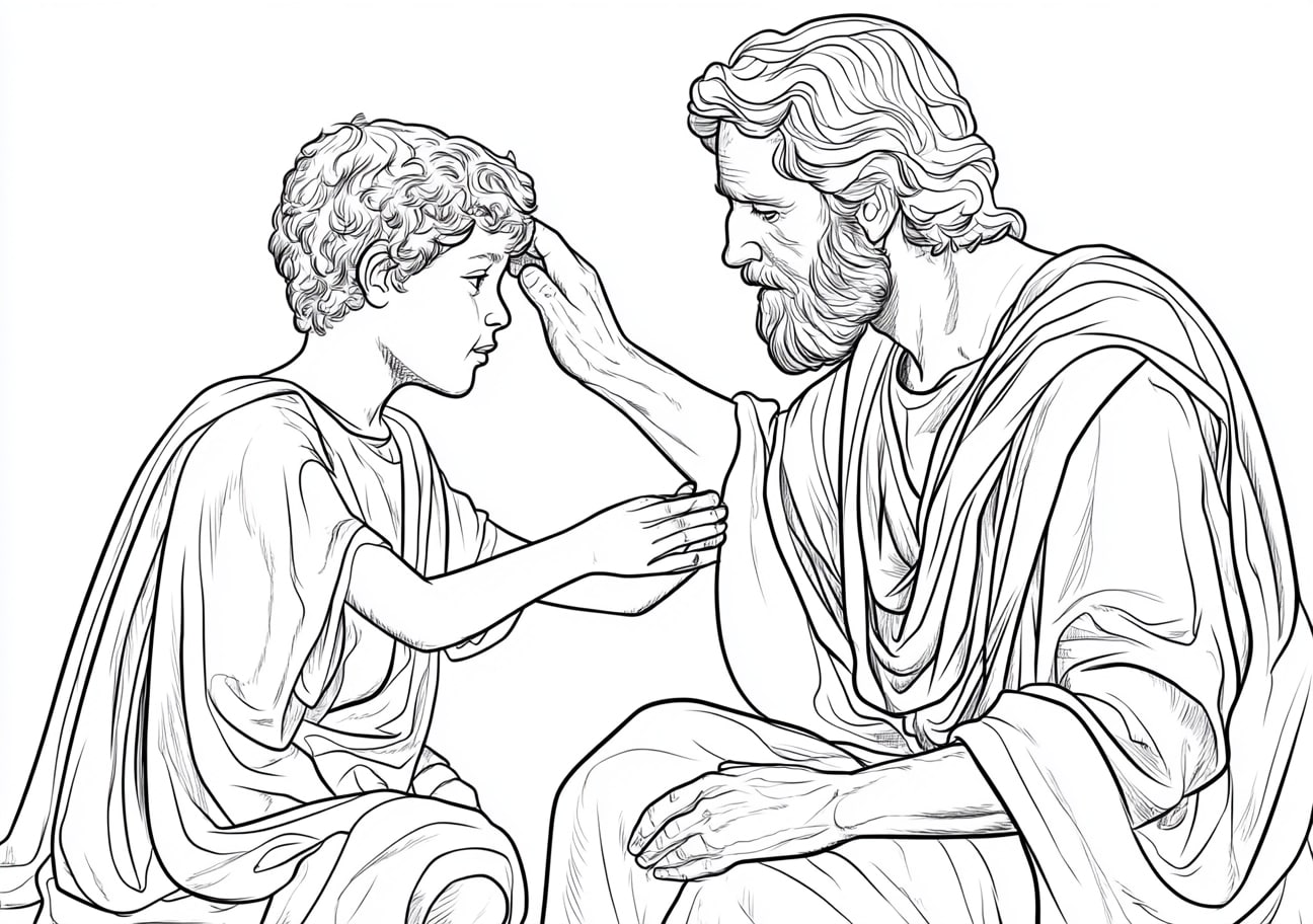 Samuel chooses David as King Coloring Pages, Samuel praying over David before his anointing