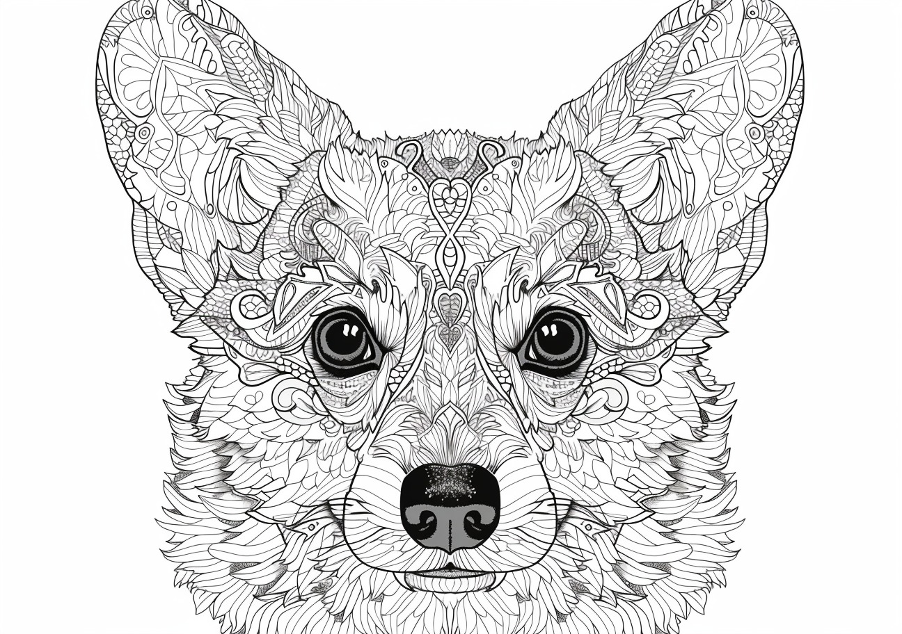 Corgi Coloring Pages, Mandala Corgi