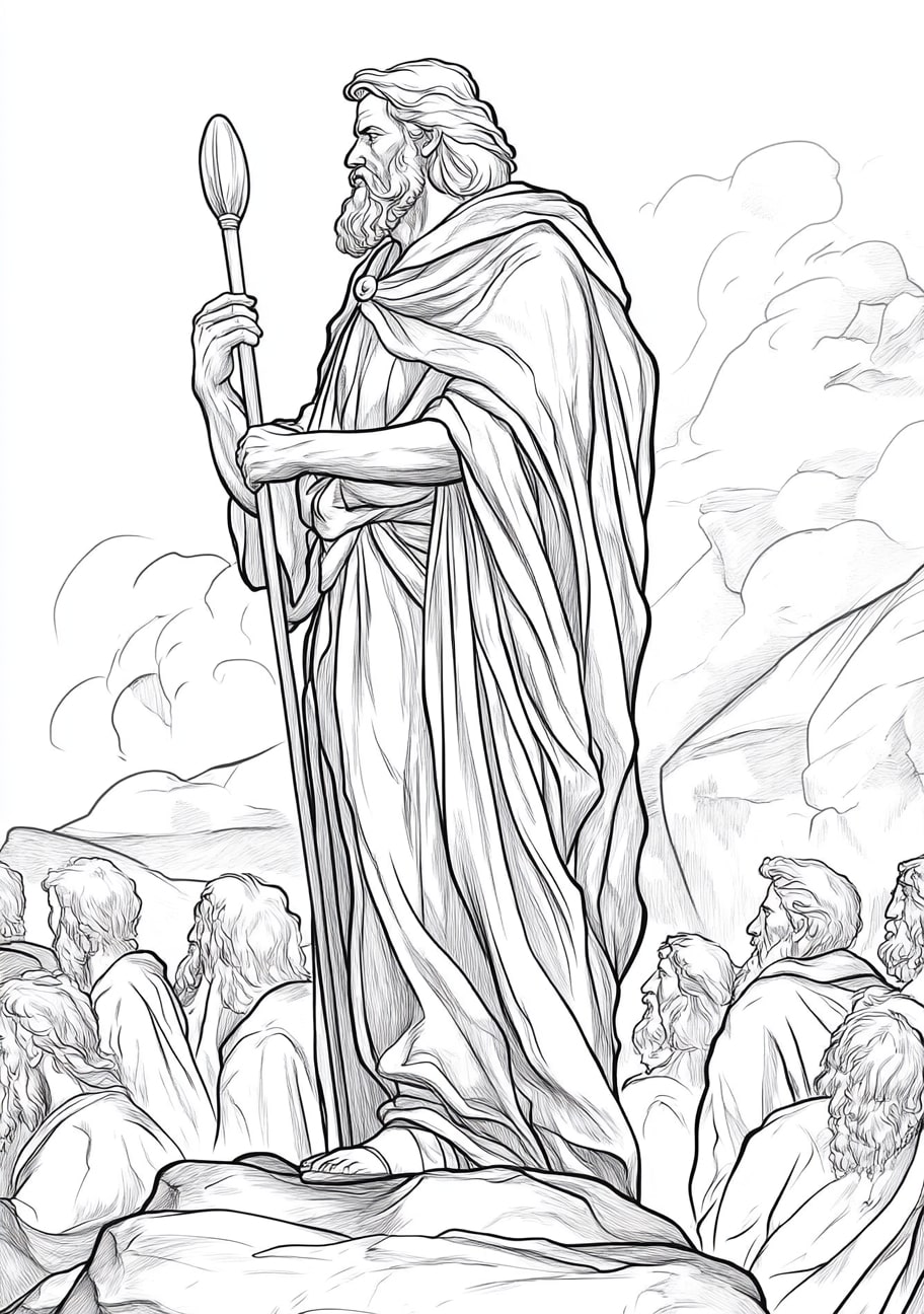 Moses Coloring Pages, Moses interceding for his people