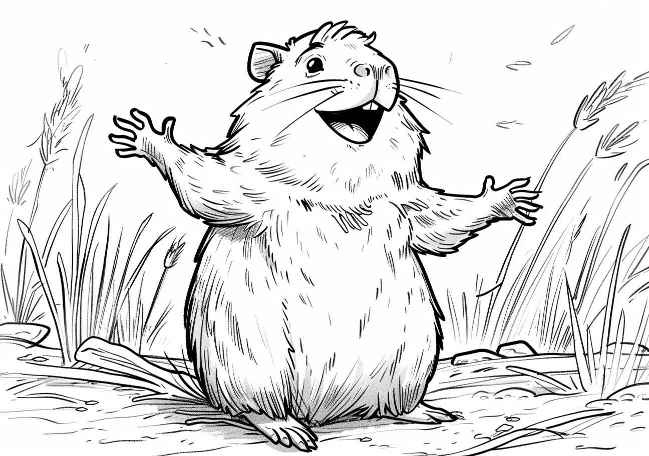 Capybara Coloring Pages, Happy Capybara