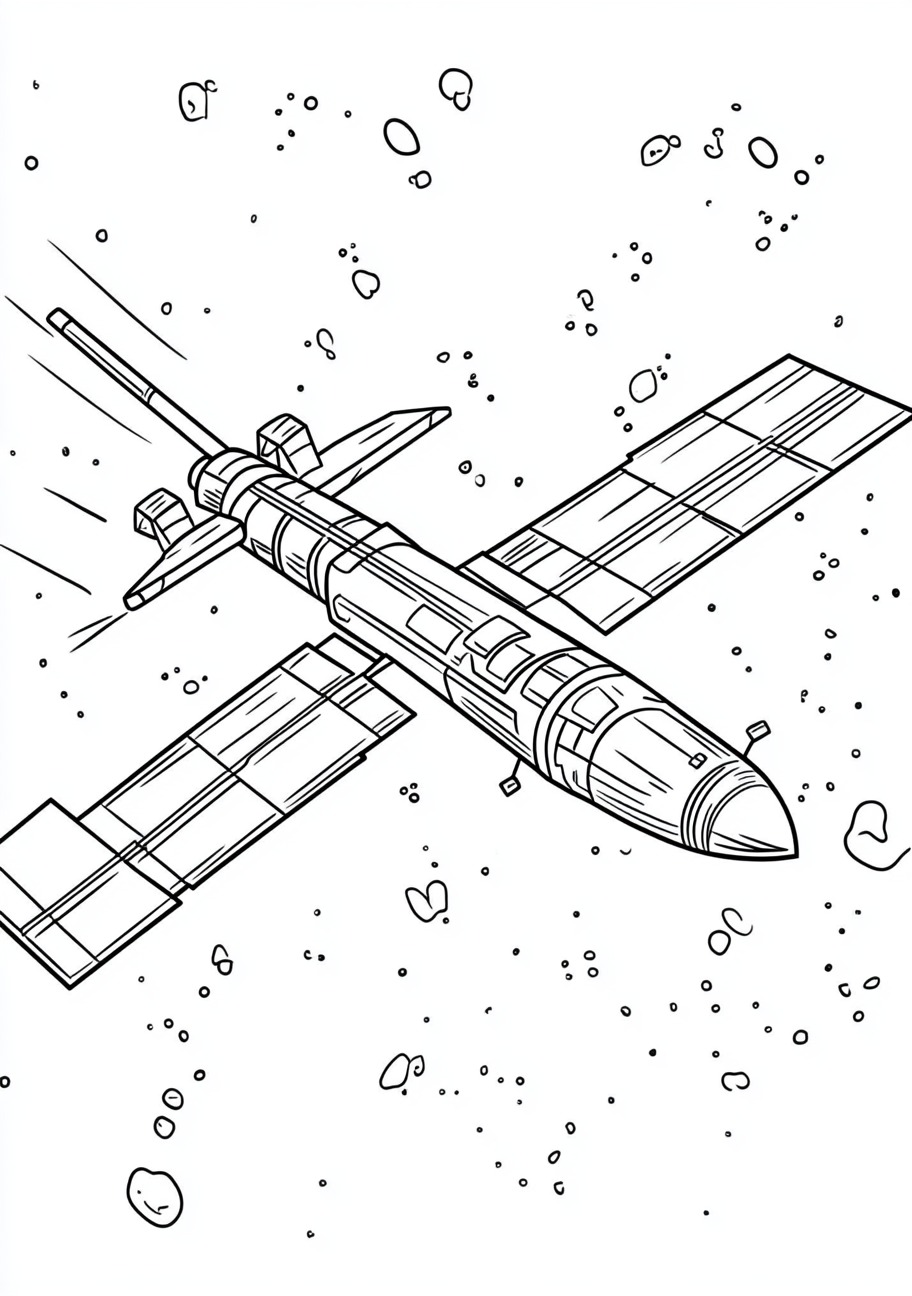 Space Station Coloring Pages, Space Station flying