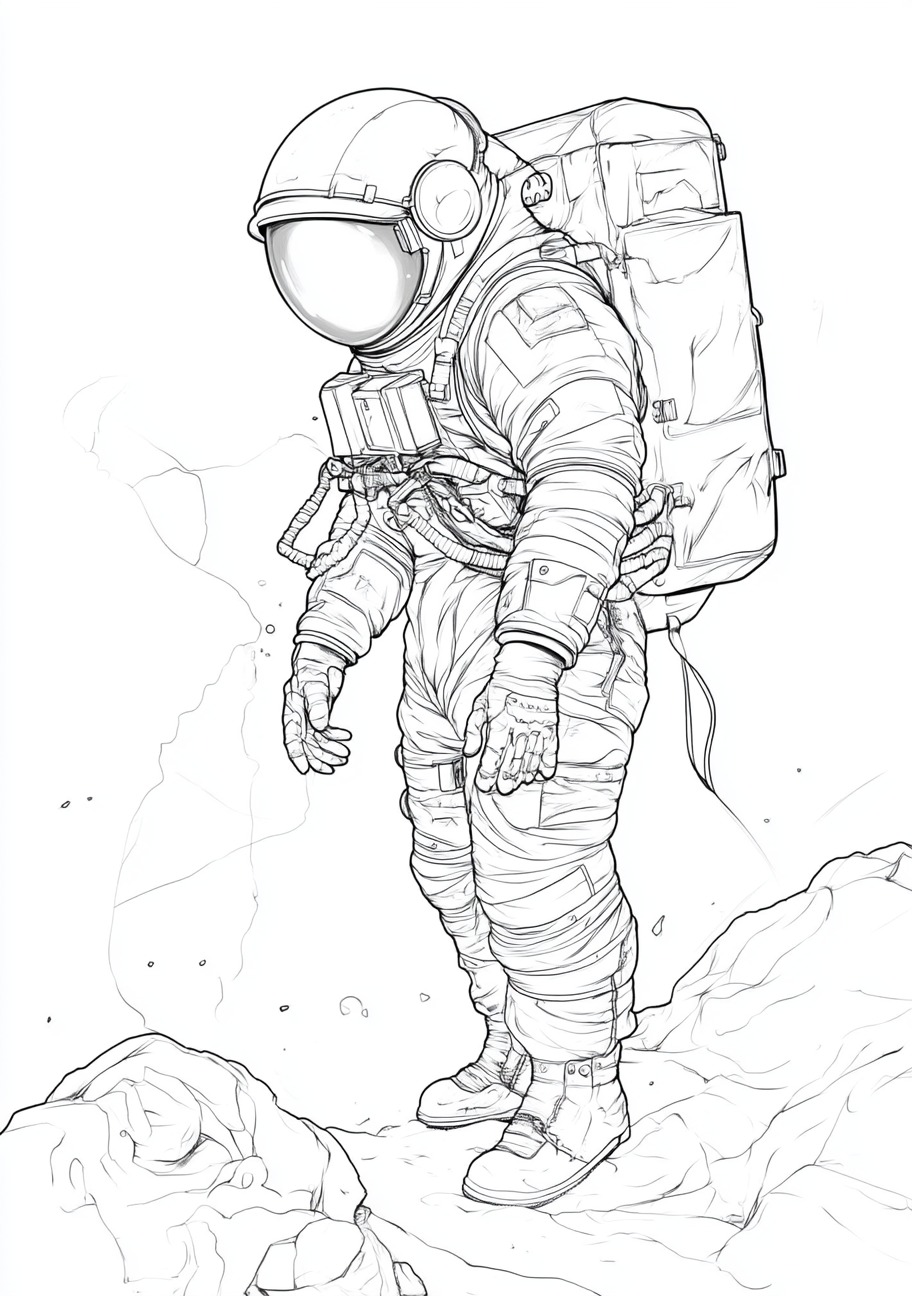 Astronauts Coloring Pages, Astronauts exploring