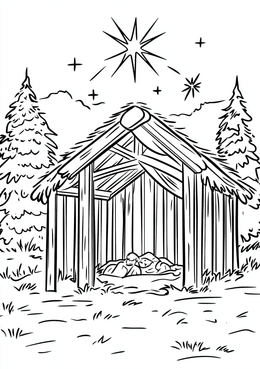 Jesus Is Born Coloring Pages, Jesus is born in a humble stable