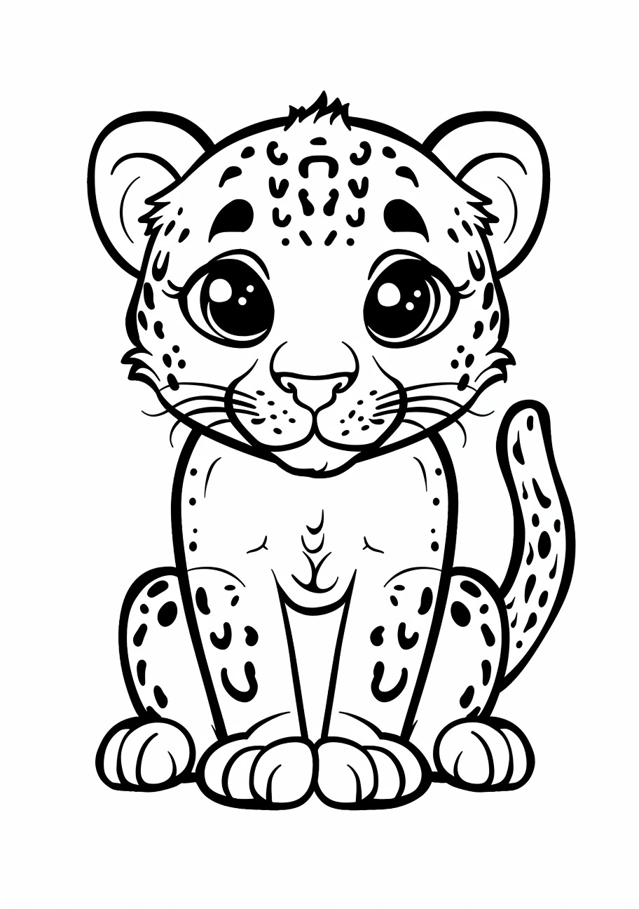 Jaguar Coloring Pages, Kawaii Jaguar