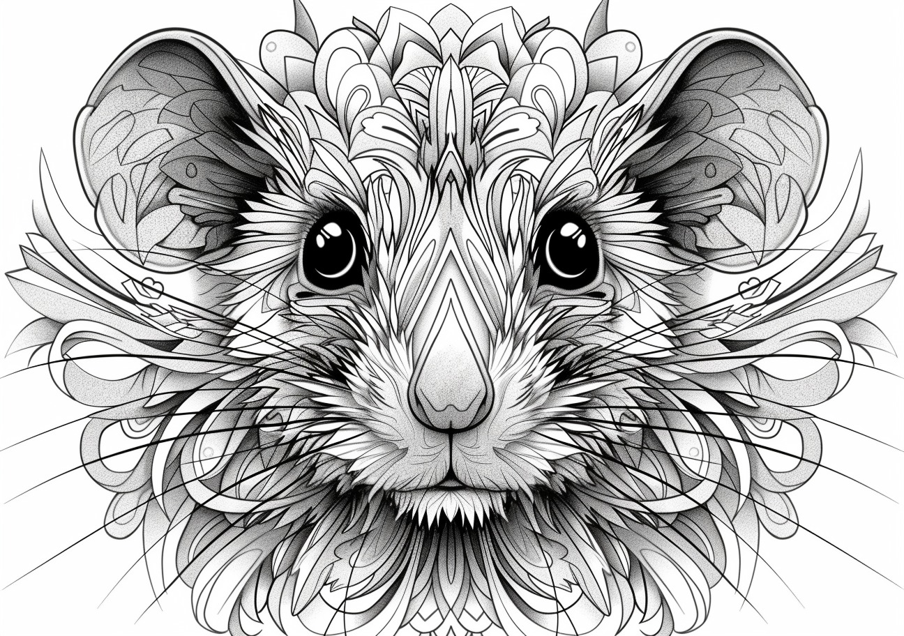 Animals Coloring Pages, Mandala Rat