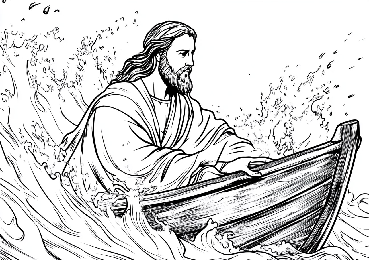 Miracles of Jesus Coloring Pages, Jesus calming the storm